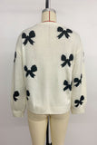 Bow-Tie Front Cardigan with Patterned Design