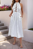 Polka Dot Halter Midi Dress