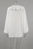 Ruffle-Trimmed Blouse with Flowy Sleeves