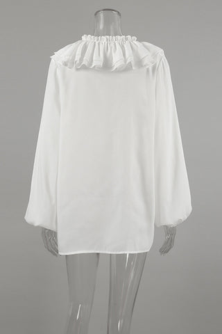 Ruffle-Trimmed Blouse with Flowy Sleeves