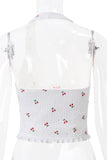 Cherry Print Halter Tie Tank Top