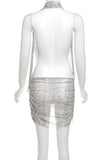 Halter Neck Cocktail Dress with Scarf