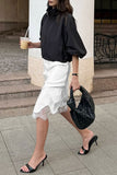 Elegant Lace Hem Midi Skirt