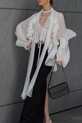 Ruffled Long-Sleeve Blouse