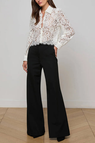 Elegant Lace Button-Up Blouse