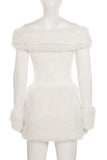 Off-Shoulder Faux Fur Mini Dress