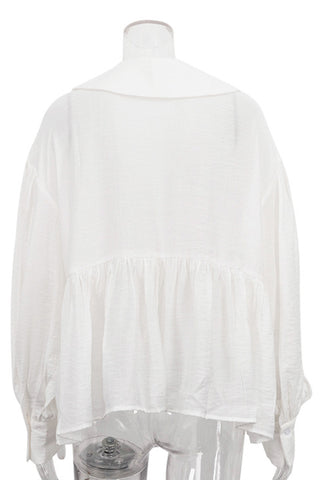Oversized Collar Button-Up Blouse