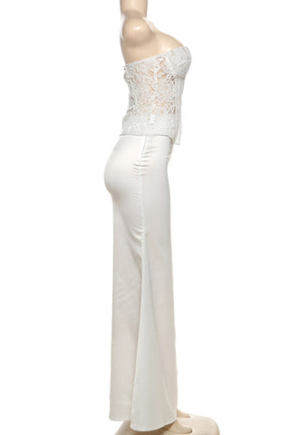 Lace Strapless Corset Top & Satin Skirt Set