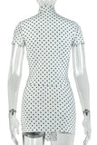Polka Dot Skirt Set with Tie Neck