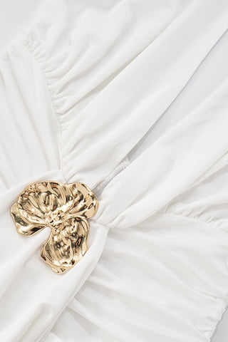 Halter-Neck Ruched Mini Dress