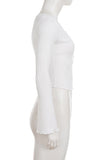 V-Neck Ribbed Hook Detail Blouse