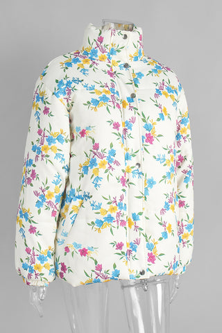 Floral Pattern Puffer Jacket
