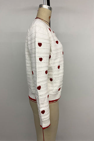 Heart Pattern Button Cardigan