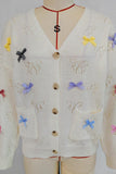 Buttoned Cardigan With Bow Accents