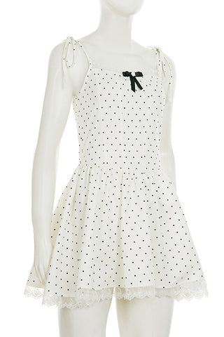 Polka Dot Tie-Strap Casual Dress