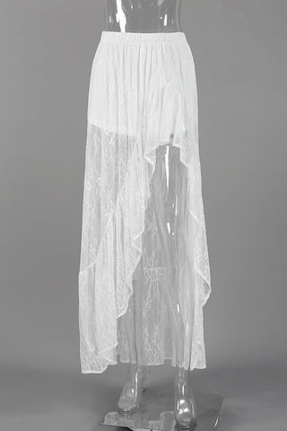 Ruffled Sheer Lace Skirt
