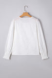 Eyelet Smocked Cuff Sheer Blouse