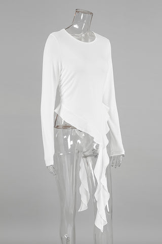 Stylish Long-Sleeve Draped Top