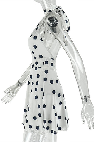 Polka Dot High Neck Casual Dress