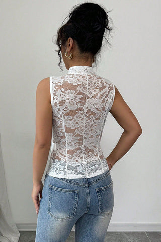 Lace Button-Front Camisole