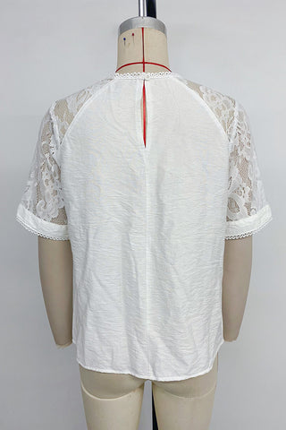 Lace-Sleeve Casual Blouse
