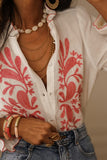 Patterned Button-Front Blouse