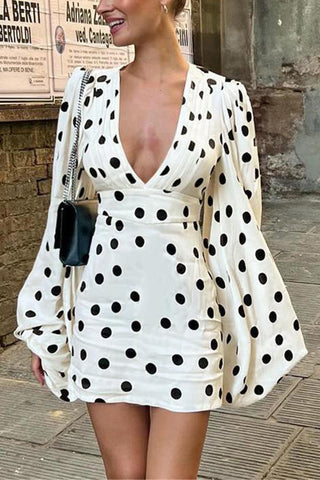 Polka Dot V-Neck Casual Dress