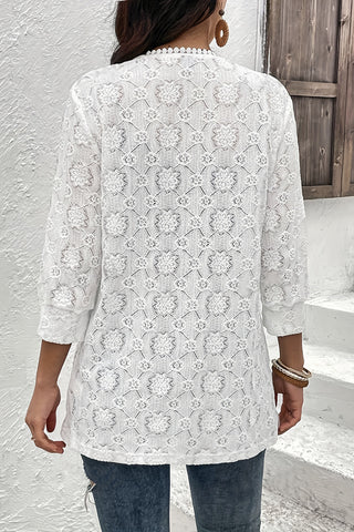 Elegant Lace Open-Front Blouse
