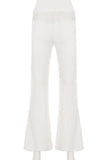 Lace-Trim Flare Casual Pants