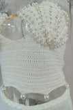 Pearl Trim Crop and Skirt Set