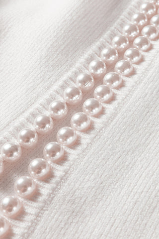 Pearl-Embellished Open Front Cardigan