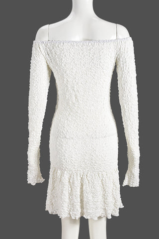 Off-Shoulder Textured Casual Dress