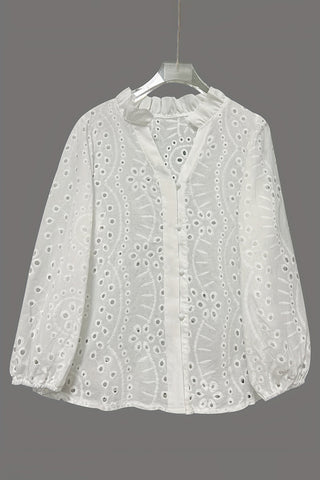 Eyelet Detail Peasant Blouse