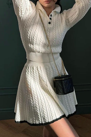Chic Cable Knit Skirt Set