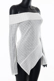 Off-Shoulder Asymmetrical Ribbed T-Shirt