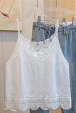 Lace-Trimmed Spaghetti Strap Blouse