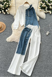 Stylish Contrast Patchwork Pants Set