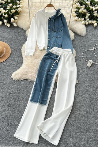 Stylish Contrast Patchwork Pants Set
