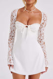 Lace Sleeve Mini Evening Dress