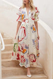Floral-Print Button-Front Vacation Dress