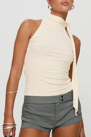 High Neck Tie Detail Tank Top