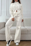Zip-Up Lounge Set with Wide-Leg Pants