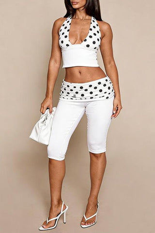 Halter Polka Dot Pants Set