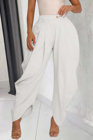 High-Waist Pleated Casual Pants