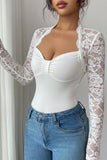 Lace-Sleeve Bustier T-Shirt