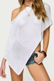 Asymmetrical Off-Shoulder Mesh Blouse