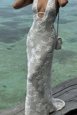 Plunge-Neck Halter Dress