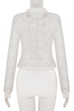 Lace Button-Front Long Sleeve Top