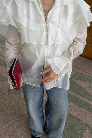 Ruffled Button-Front Blouse