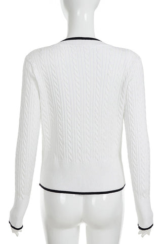 V-Neck Cable Knit Sweater